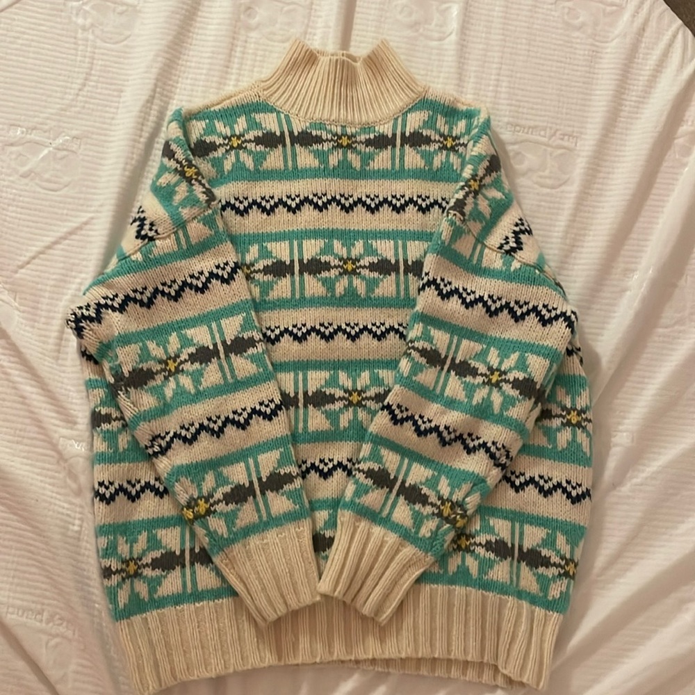 Vintage American Eagle Knit Turtleneck Scandinavian Ski Sweater